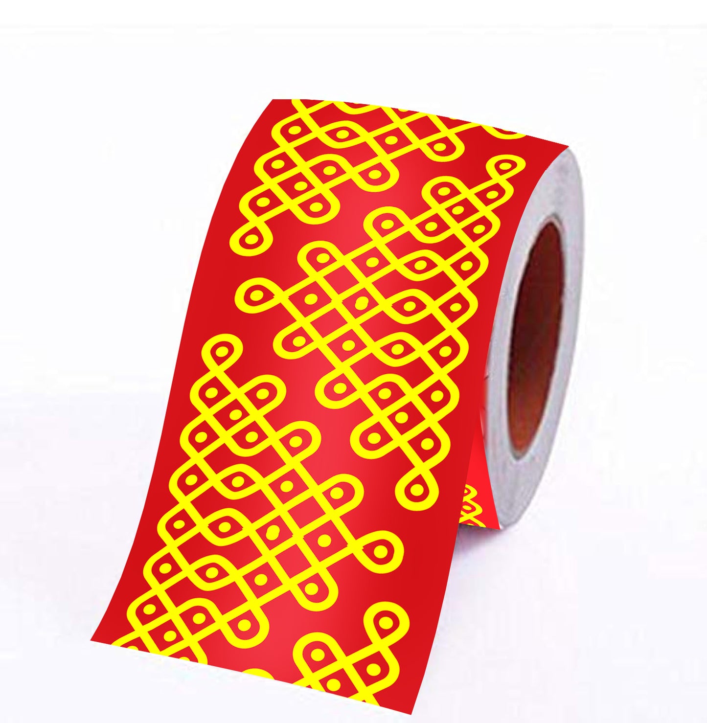 Kolam Border Roll 9 Ft x 4 Inch (Red & Yellow)